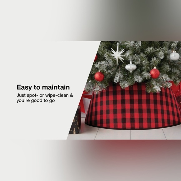 NWT 25" Roll-Up Buffalo Check Fabric Christmas Tree Collar Red/Black Wondershop - Picture 5 of 8